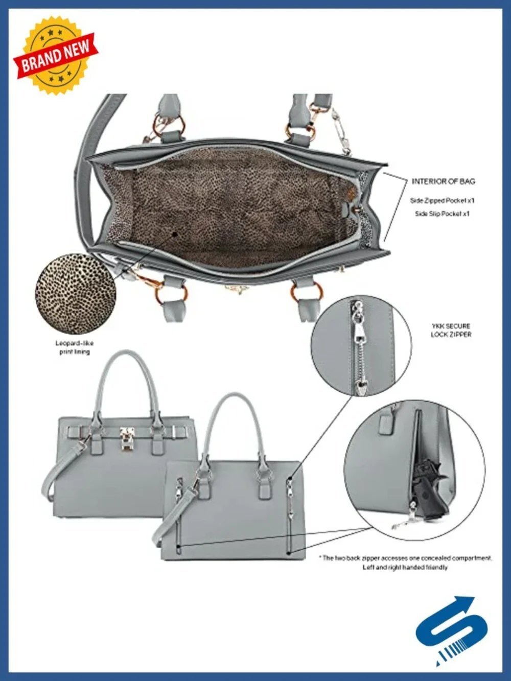Concealed Carry Satchel with Locking Compartment Faux Leather